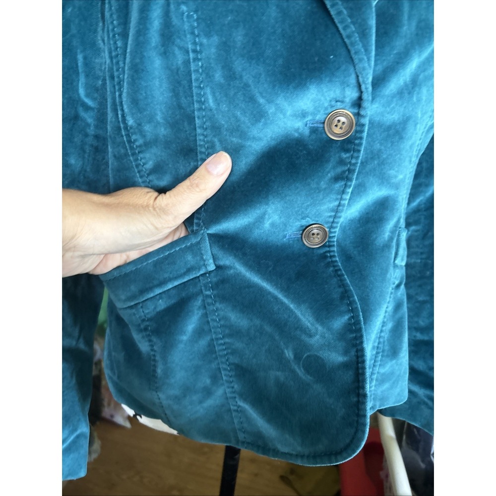 Talbots Velvet Blazer Jacket Womens Size 6 Turquoise Teal Lined Notch Lapel - Picture 2 of 10